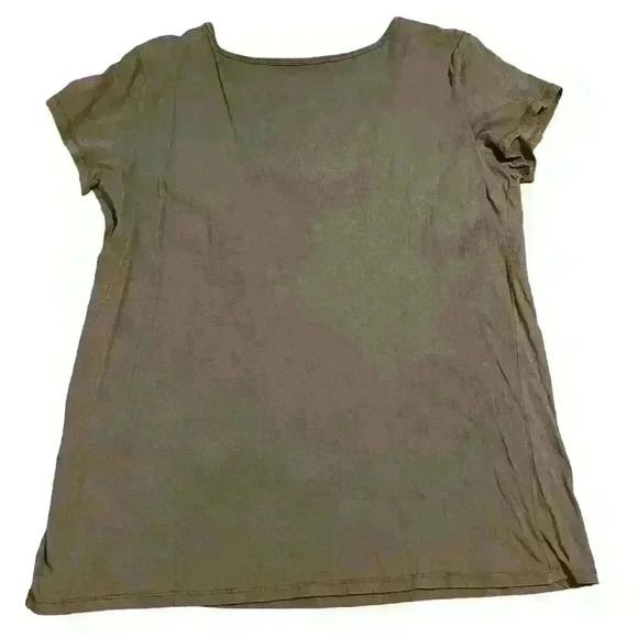 Awake Couture Green Beaded Embellished Blouse Top Size Large Short Sleeve Pocket - Picture 3 of 7